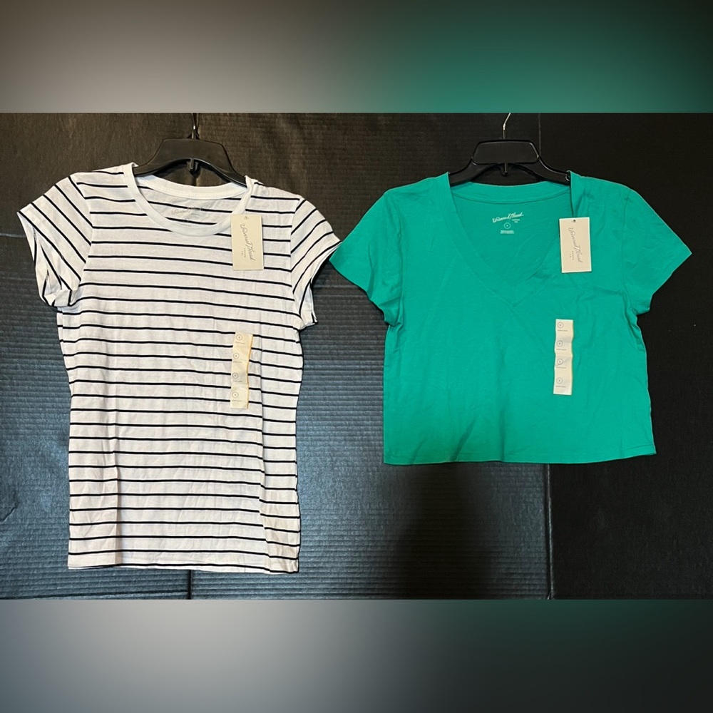 Universal Thread Kids Tees - Striped Black on White & Solid Teal- 2 for $12